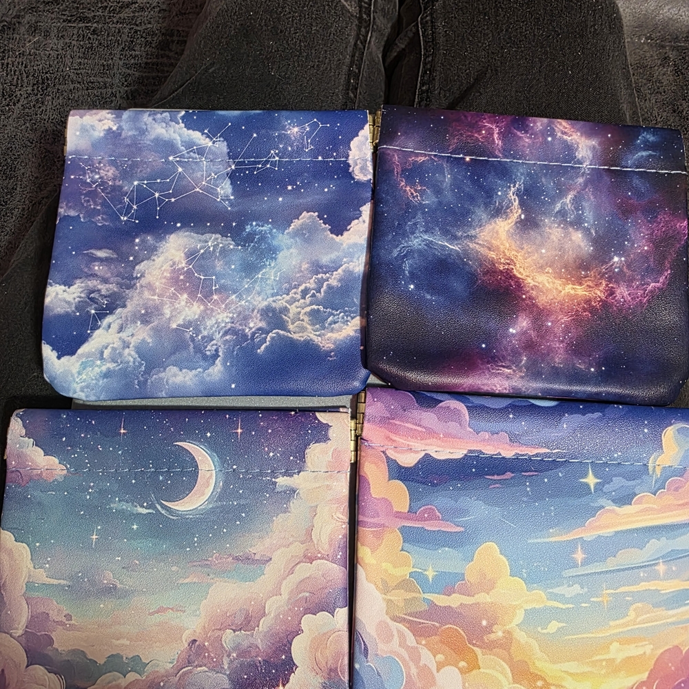 Your Choice NEW Leather Squeeze Coin Purse w/ Clouds & Stars
